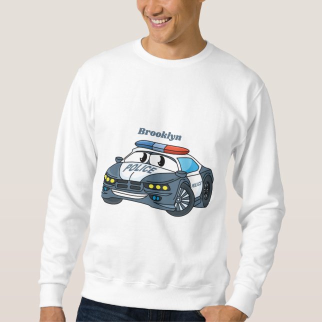 Moletom Imagem de desenho animado de carro da polícia feli (Frente)