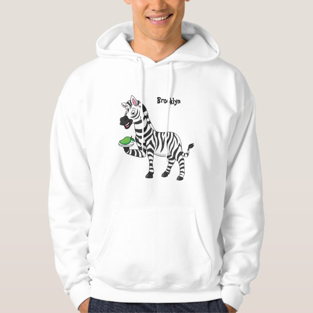 Moletom Imagem engraçada de desenho animado zebra (Frente)
