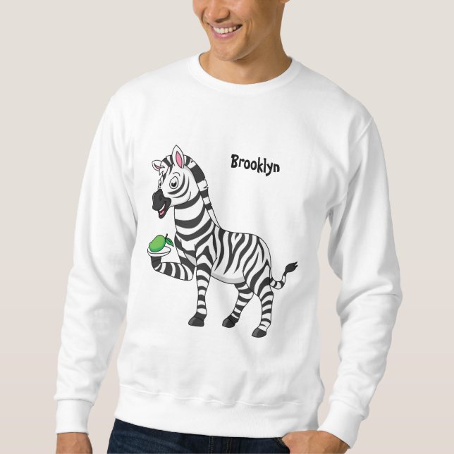 Moletom Imagem engraçada de desenho animado zebra (Frente)