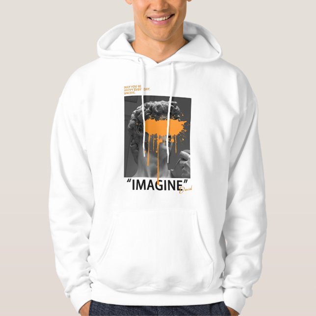 Moletom IMAGINE a escultura David com T-Shirt cor de laran (Frente)