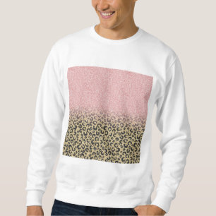 Moletom Impressão de Leopardo Preto Glitter Dourado Elega