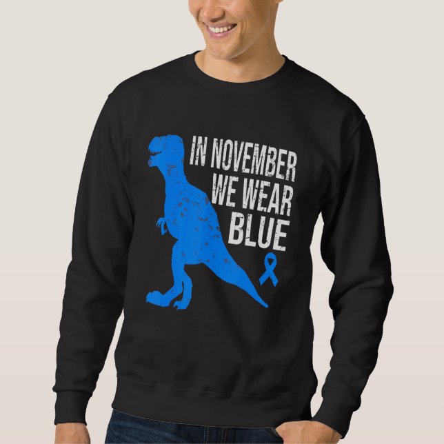 Moletom In November We Wear Blue Diabetes Trex Dino Kids T (Frente)