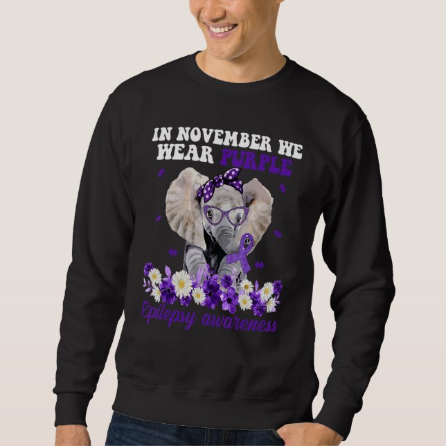 Moletom In November We Wear Purple Elephant Epilepsy Aware (Frente)