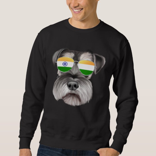 Moletom India Flag Miniature Schnauzer Dog India Pocket (Frente)