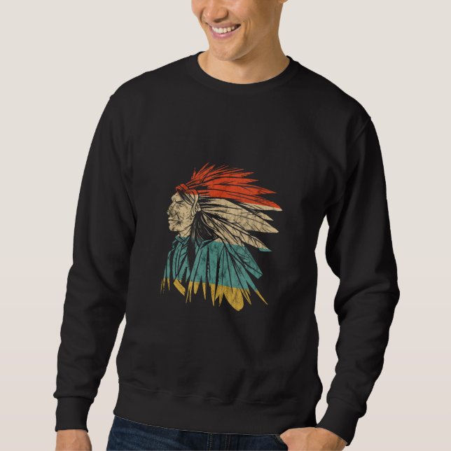 Moletom Indígenas Indígena Indígena Americana Feather Ele (Frente)