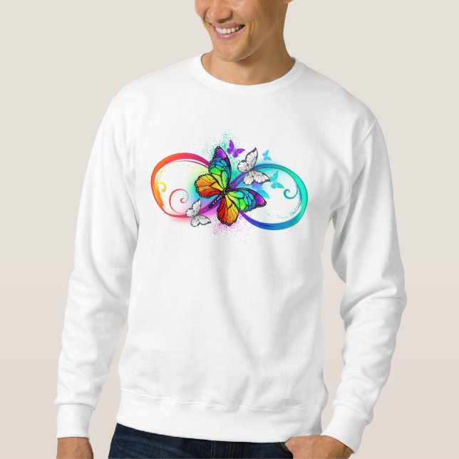 Moletom Infinidade brilhante com borboleta arco-íris (Frente)