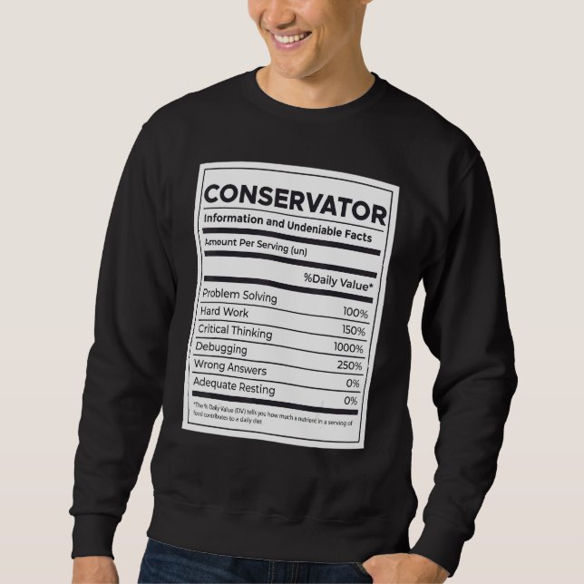 Moletom Informações sobre Nutrição do Conservador (Frente)