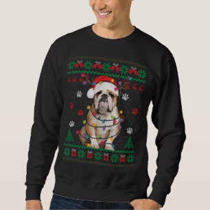 Moletom Inglês Buldogue Christmas Lights Papais noeis Dog