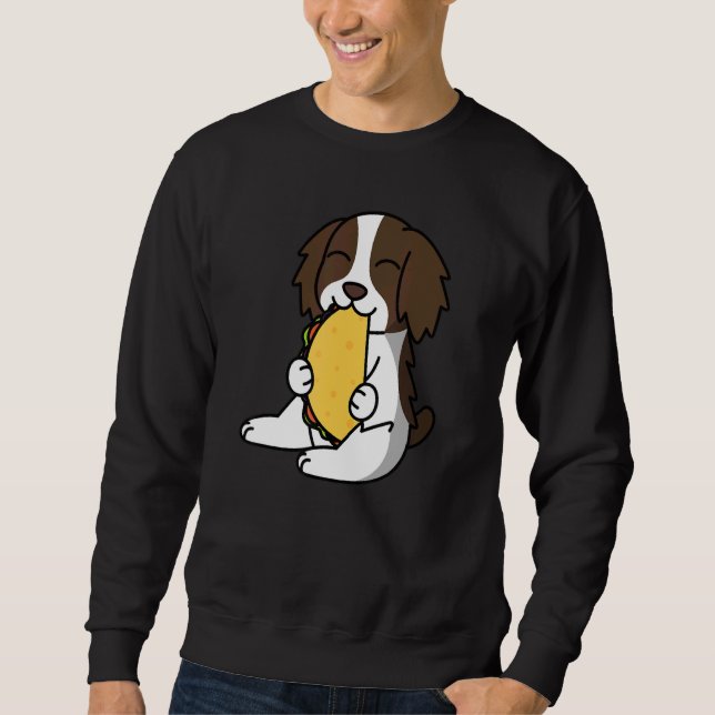 Moletom Inglês Springer Spaniel Comendo Um Cão De Taco (Frente)
