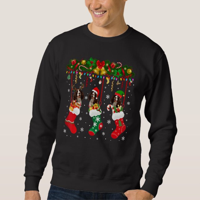 Moletom Inglês Springer Spaniel Em Sock Xmas Reindeer San (Frente)