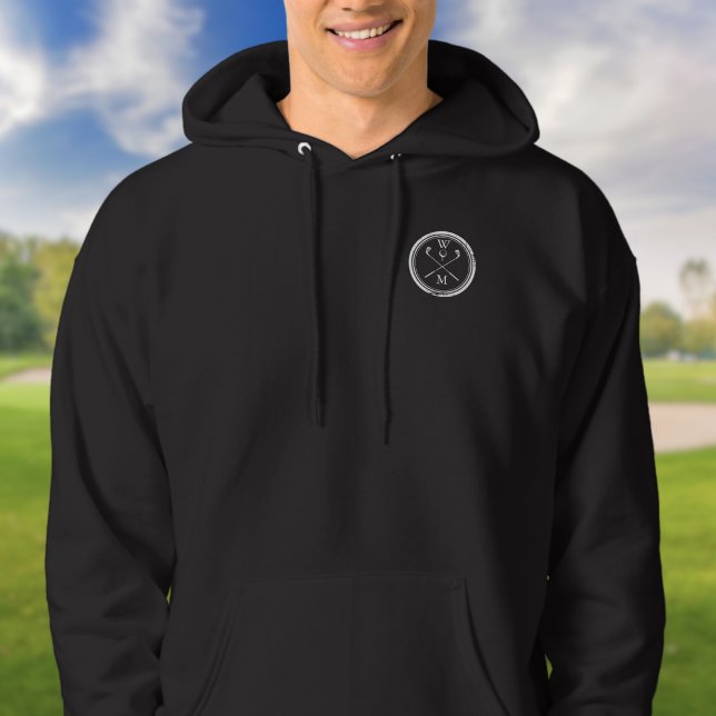 Moletom Iniciais Monograma Clássico de Tacos de Golfe Cruz (Monogram Initials Classic Crossed Golf Clubs Hoodie)