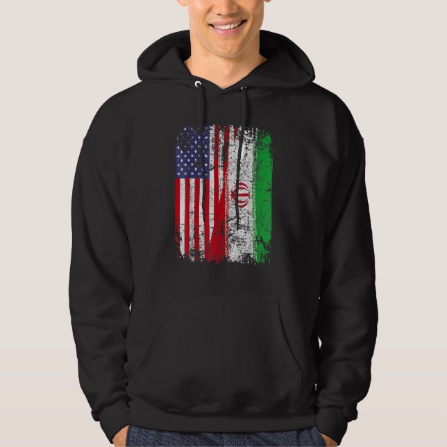 Moletom IRANIAN ROOTS Half American Flag IRAN FLAG (Frente)
