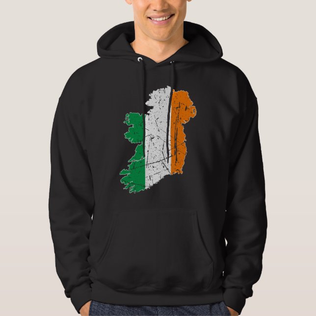 Moletom Irish Flag Map Souvenir Distressed Ireland Adults  (Frente)