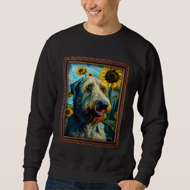 Moletom Irish Wolfhound Painting Sunflower Flower Mom Wome (Frente)