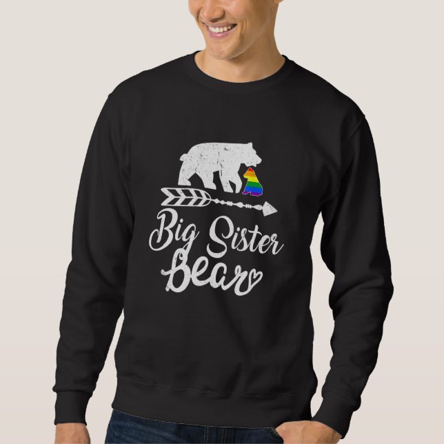 Moletom Irmã Mais Velha Urso Lgbt Lgbtq Arco-Íris Orgulho  (Frente)