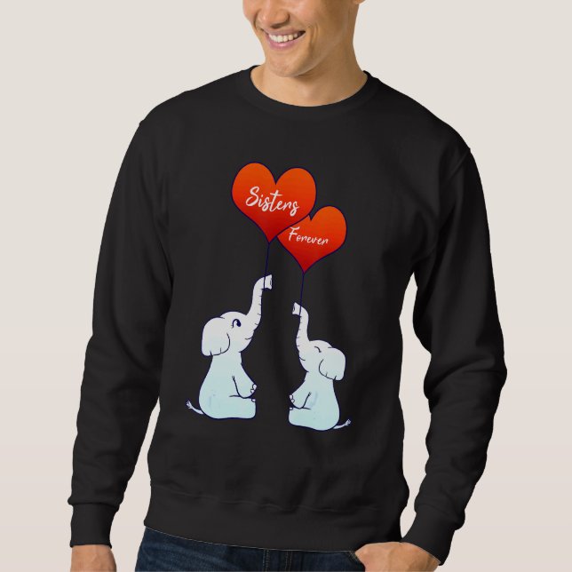 Moletom Irmã para sempre Elefantes Heart Lov (Frente)