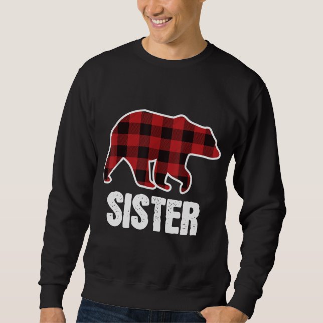 Moletom Irmã Urso Natal Pajama Xadrez Vermelha Búfalo (Frente)