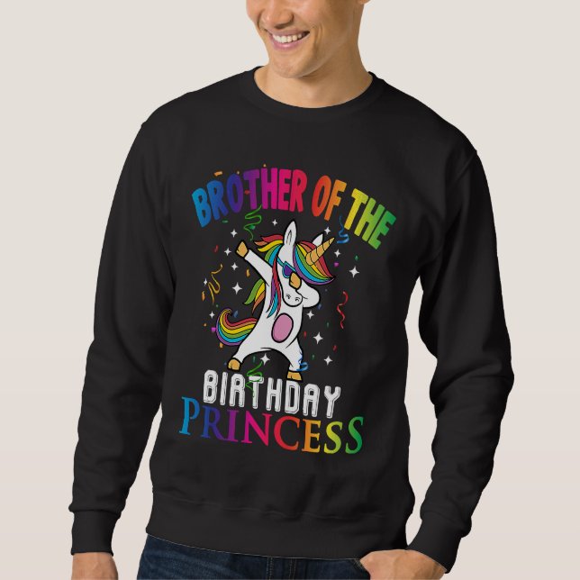 Moletom Irmão da Princesa de Aniversário Dabbing Unicorn G (Frente)