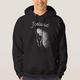 Moletom Islândia Hoodie com Cavalo Islandês