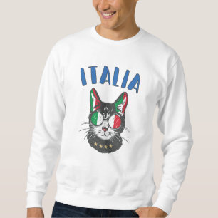Moletom Itália Soccer Cat Mascot Bandeira italiana