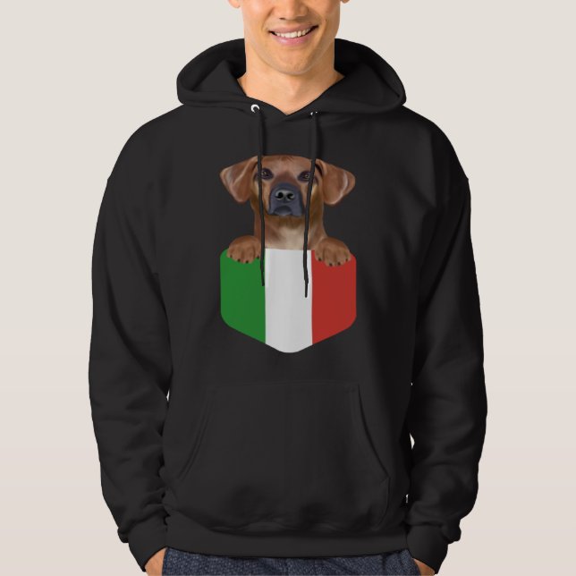 Moletom Italy Flag Rhodesian Ridgeback Dog In Pocket (Frente)