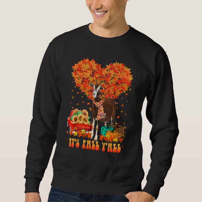 Moletom It's Fall Y'all Goat Pumpkin Autumn Tree Fall Than (Frente)