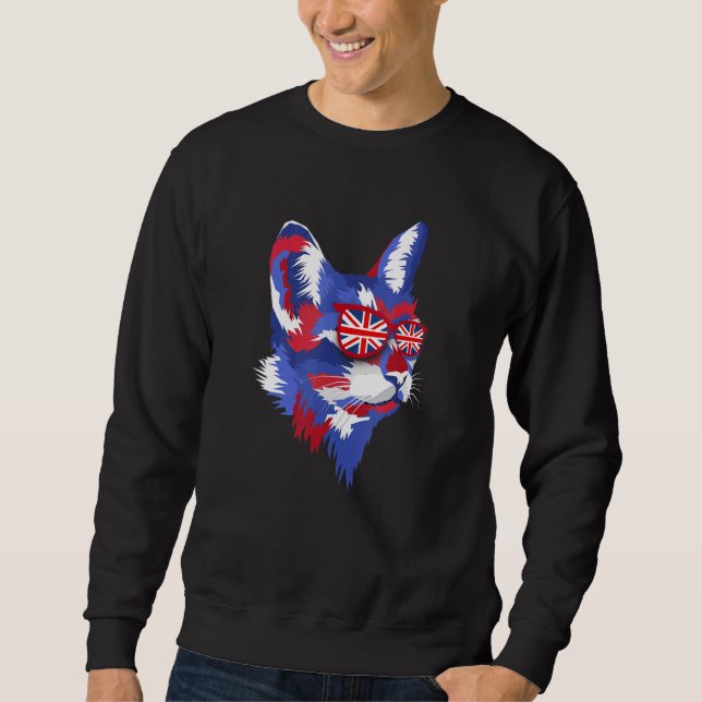 Moletom Jack Cat Union Jack Em Óculos De Sol Para Crianças (Frente)