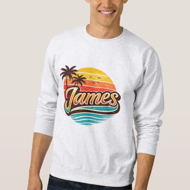 Moletom James Retro Sunset Tropical Nome Design (Frente)