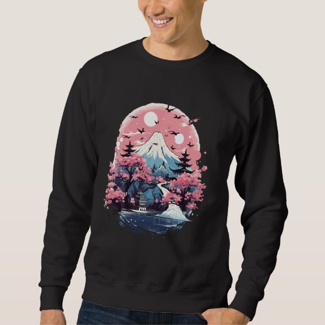 Moletom Japonês Art Ukiyo-e Geisha Cherry Blossom Monte F (Frente)