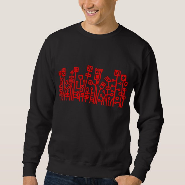 Moletom Jardim Cibernético - Vermelho no Escuro (Frente)