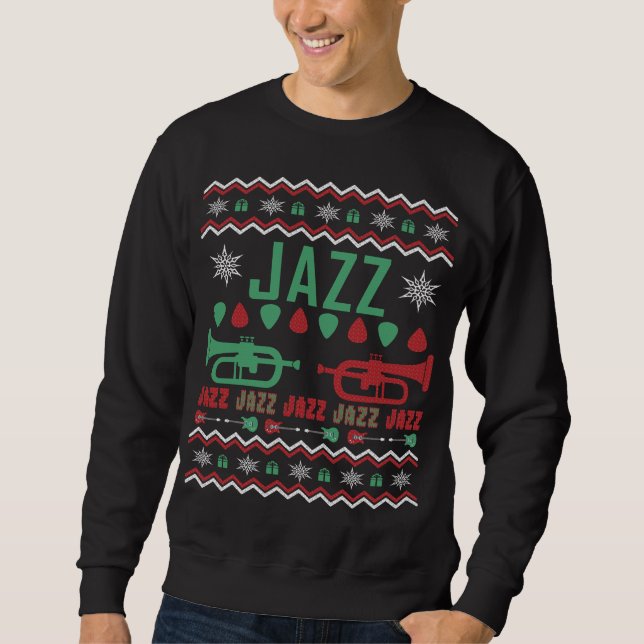 Moletom Jazz Player Ugly Christmas Sweater (Frente)