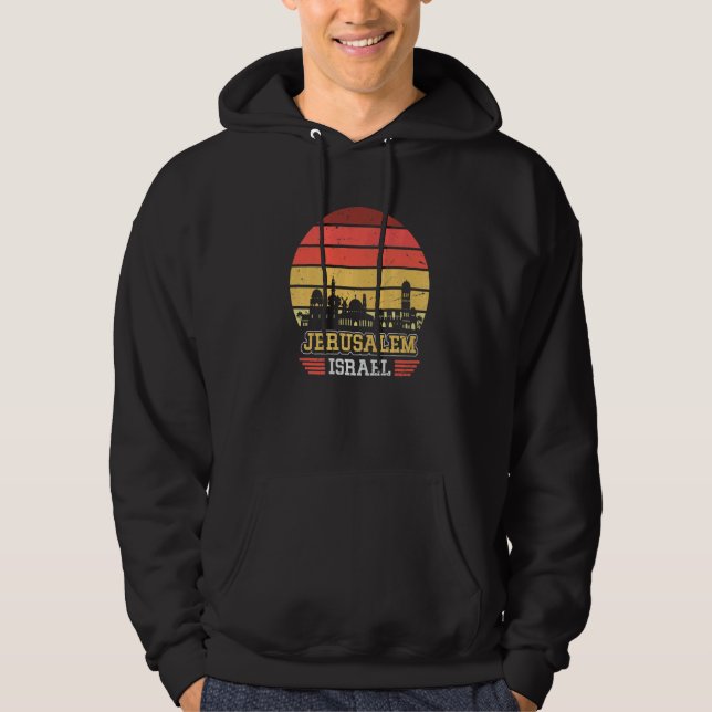 Moletom Jerusalem Israel Retro Vintage Sunset Skyline Jeru (Frente)