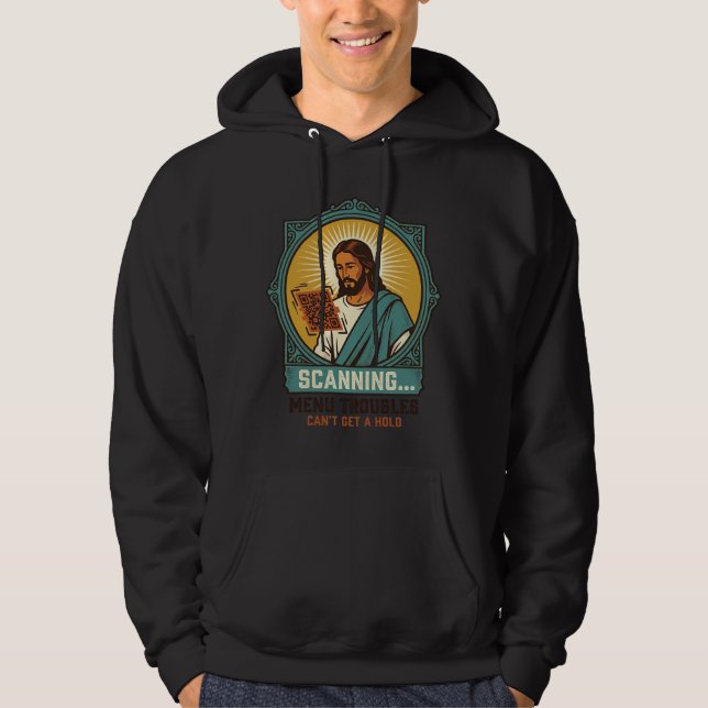 Moletom Jesus Código QR Borroso Não Funciona Menu Humor Té (Frente)
