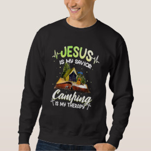 Moletom Jesus é meu salvador acampando é minha terapia