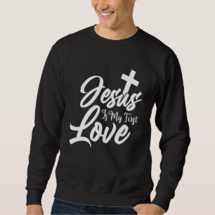 Moletom Jesus é o meu primeiro amor, branco, cruzado, cris
