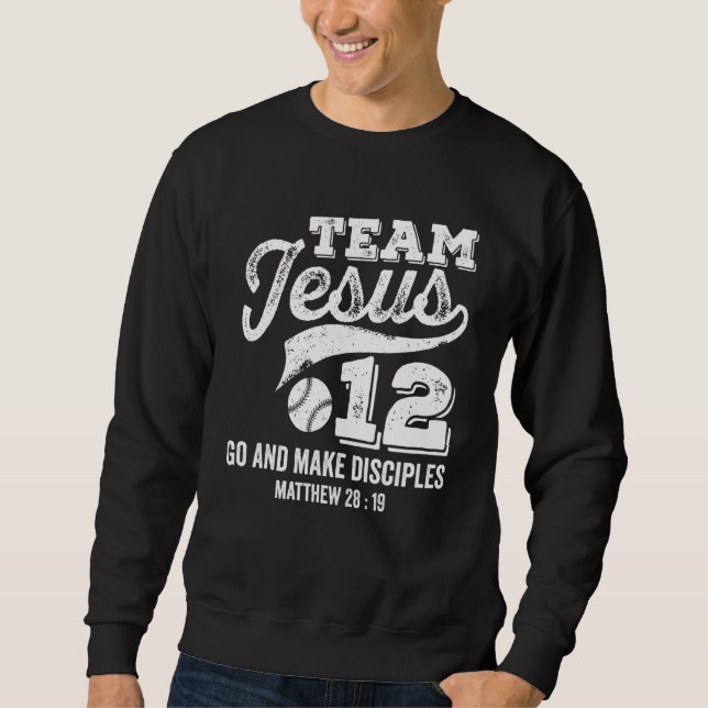 Moletom Jesus e time de beisebol Jesus cristão Mateus 28 (Frente)