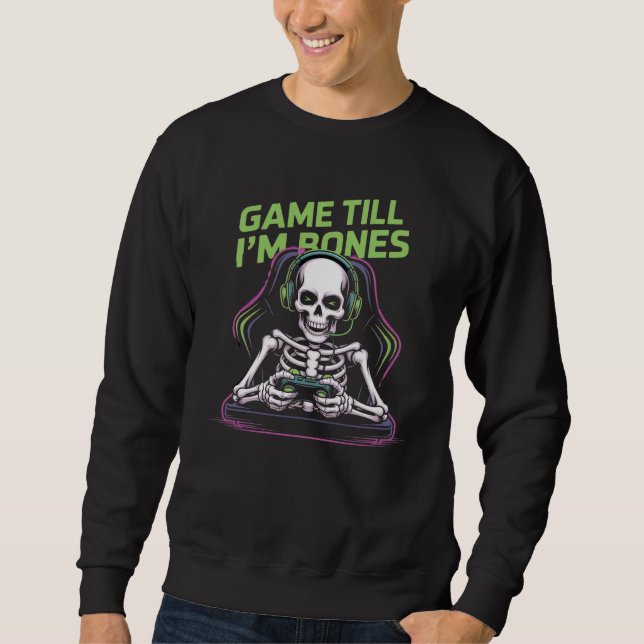 Moletom Jogo até que eu seja Bones Skeleton Gamer Hoddie (Frente)