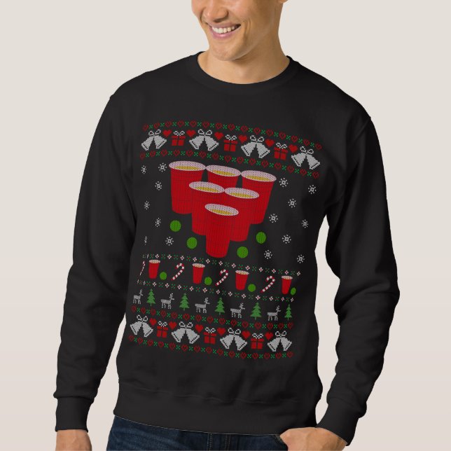 Moletom Jogo de Beer Engraçado Jogo Feio de Natal Doce Pre (Frente)