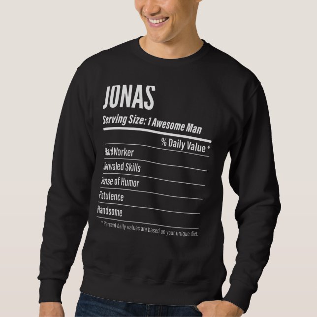 Moletom Jonas Servindo Tamanhos Nutrição Rótulo Calorias (Frente)