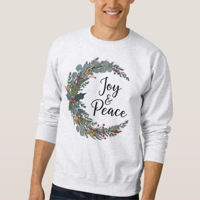 Moletom Joy and Peace Christmas Wreath Illustration (Frente)
