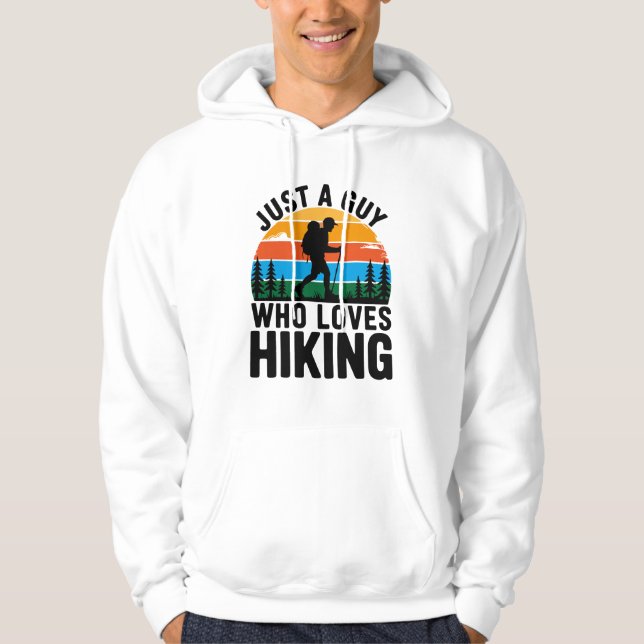 Moletom Just A Guy Who Loves Hiking Retro Hoodie (Frente)