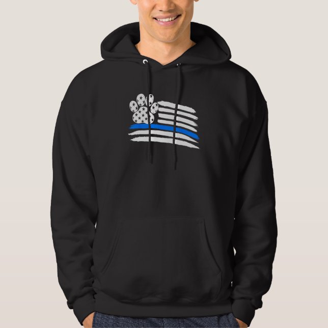 Moletom K9 Thin Blue Line Paw American Flag Police Han (Frente)