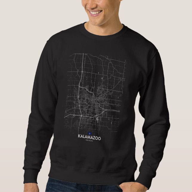 Moletom kalamazoo michigan mapa da cidade Viagem souvenir  (Frente)