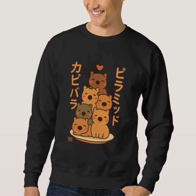 Moletom Kawaii Capybara Pyramid Anime Japanese Letters Cut (Frente)
