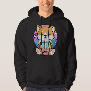 Moletom Kawaii Corgi Dog Bubble Tea Boba Anime Neko Japane