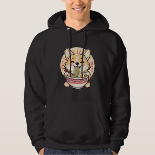 Moletom Kawaii Corgi Eating Ramen - Comida de Cachorro de
