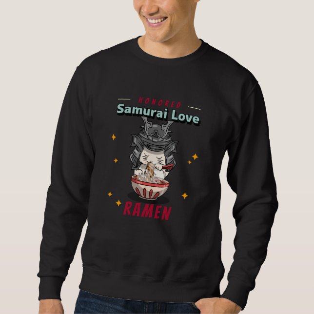 Moletom Kawaii Honrou Samurai Cat Eat Ramen (Frente)