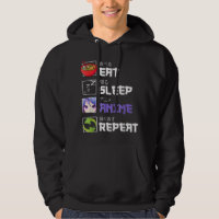 Kawaii Otaku Manga Eat Sleep Anime Repetição Kanji