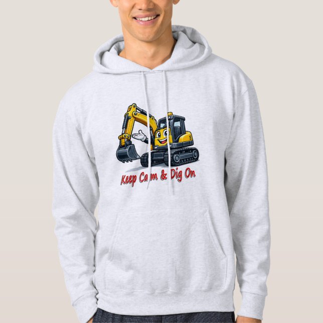 Moletom Keep Calm Dig On Cute Excavator Men's Hoodie (Frente)