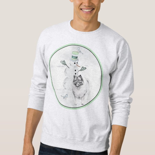 Moletom Keeshond Christmas Snowman Pinting Art (Frente)